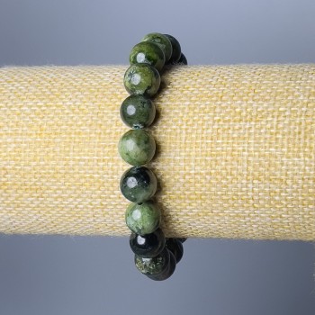 Armband aus natürlichem Diopsid, glatte Kugeln, Durchmesser ca. 10,5 mm, Länge ca. 18 cm (Elastik)