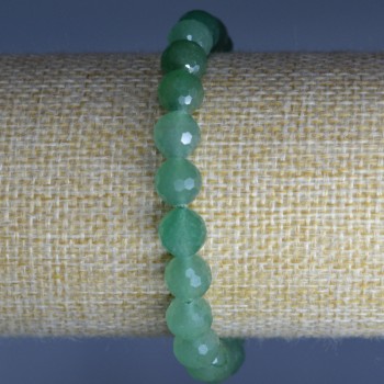 Armband aus natürlichem Nephrit, facettierte Kugeln, Durchmesser ca. 8 mm, Länge ca. 18 cm (Elastikband)