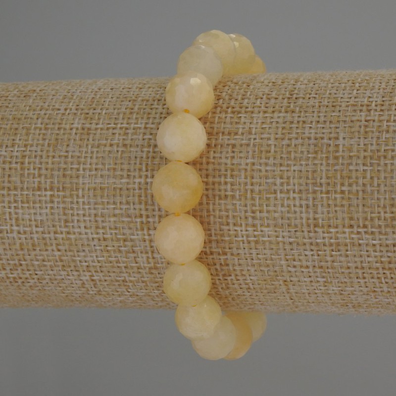 Armband Citrin, natürlicher Stein, facettierte Kugel, Durchmesser ca. 10 mm, Länge 18 cm (Stretch)