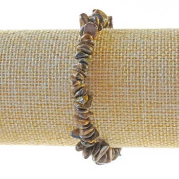 Armband aus Bronzit, Naturstein-Krümel, Durchmesser 7×3 mm ±, Länge ca. 18 cm ±, Stretch