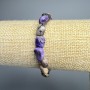 Charoit-Armband, natürlicher Stein, facettierte Perlen, Durchmesser ca. 9×11 mm, Länge ca. 18 cm (elastisch)
