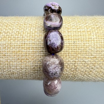 Armband aus Charoit, natürlicher Stein, große Rondelle, Durchmesser ca. 12×14 mm, Länge ca. 18 cm, Stretcharmband