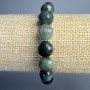 Armband Zoisit Naturstein, facettierte Kugeln, Durchmesser ca. 10 mm, Länge ca. 18 cm (elastisch)