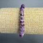 Armband Amethyst Naturstein-Scheiben, Durchmesser ca. 6,5×3 mm, Länge ca. 18 cm (Elastikband) mit Glasperlen