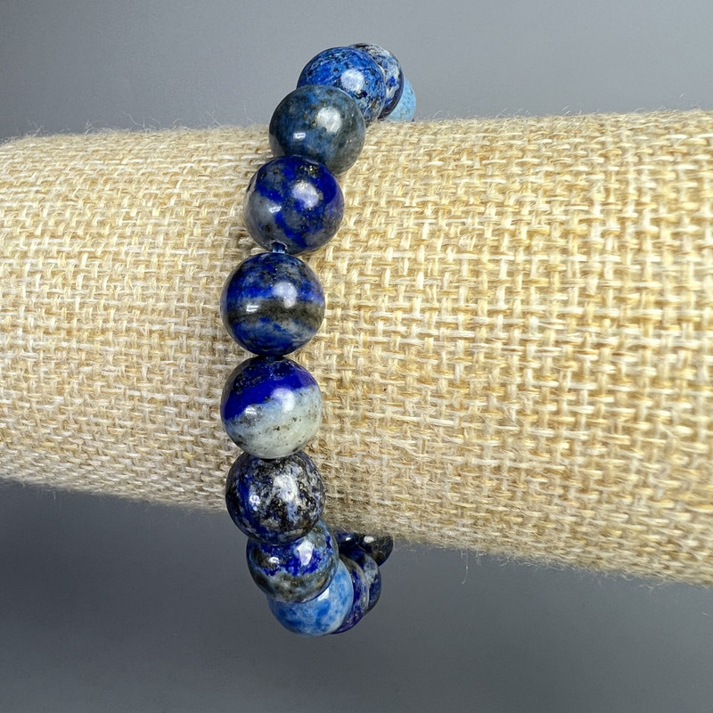 Armband aus natürlichem Lapislazuli, glatte Kugeln Ø ca. 10 mm, Länge ca. 18 cm (Elastik)
