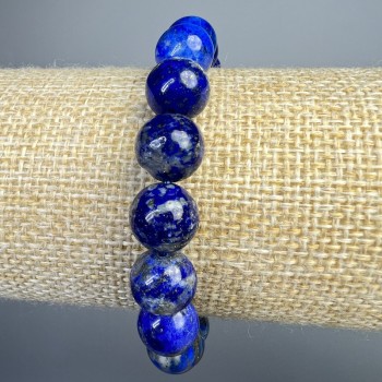 Armband aus Lapislazuli, natürlicher Stein, glatte Kugel, Durchmesser ca. 10 mm, Länge ca. 18 cm (Stretch)