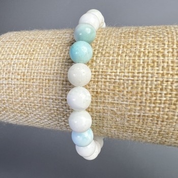 Armband aus Hemimorphit, Naturstein, glatte Kugeln, Durchmesser 8,5 mm ±, Länge ca. 18 cm ± (Stretch)