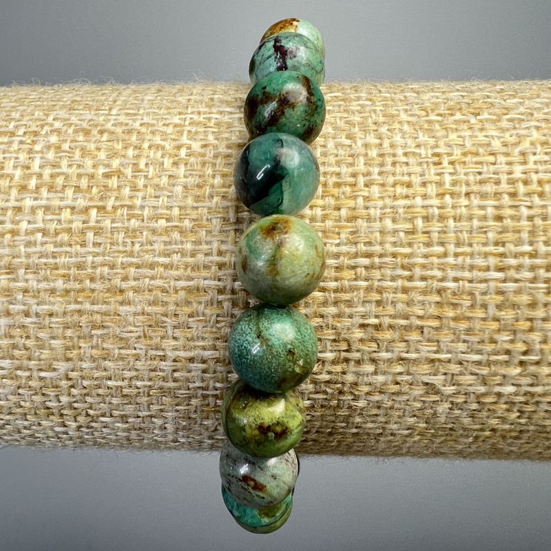 Armband Chrysokoll – natürlicher Stein, glatte Kugeln, Durchmesser 8,5 mm, Länge ca. 18 cm (Stretch)