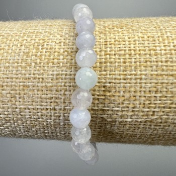 Aquamarin-Armband aus natürlichem Stein, facettierte Kugeln, Durchmesser ca. 6 mm, Länge ca. 18 cm (Stretch-Armband)
