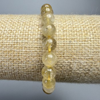 Armband aus Haarquarz (Rutilquarz), glatte Kugeln, Durchmesser ca. 8 mm, Länge ca. 18 cm, Stretch