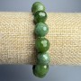Armband aus kanadischem Jadeit, facettierte Kugeln, Durchmesser ca. 10 mm, Länge ca. 18 cm (Elastik)