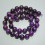 Violette Katzenaugen-Perlen aus natürlichem Stein, glatte Kugeln, Durchmesser ca. 10,5 mm, Länge ca. 38 cm, auf Faden