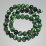 Grüne Katzenauge-Perlen aus Naturstein, glatte Perlen, Durchmesser 8,5 mm, Länge ca. 38 cm, auf Faden