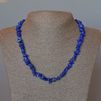 Halskette aus Lapislazuli, natürlicher Stein, facettierte Perlen, Durchmesser ca. 7×2 mm, Länge ca. 47 cm