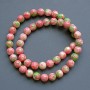 Varizit-Perlen aus Acryl, rosa, weiß und grün, glatte Kugeln, Durchmesser ca. 10 mm, Länge ca. 40 cm, auf Monofilament-Schnur