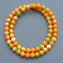 Varizit-Perlen (künstliches Acryl) grün, orange und weiß – glatte Kugeln, Durchmesser ca. 7 mm, Länge ca. 40 cm, auf Faden