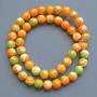 Perlen 'Varizit' (künstliches Acryl) grün, orange und weiß, glatte Kugeln, Durchmesser ca. 8,5 mm, Länge ca. 39 cm, auf Schnur
