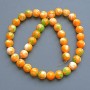 Perlen 'Varizit' aus Acryl, grün, orange und weiß, glatte Kugeln, Ø 10 mm ±, Länge ca. 39 cm ± auf Faden