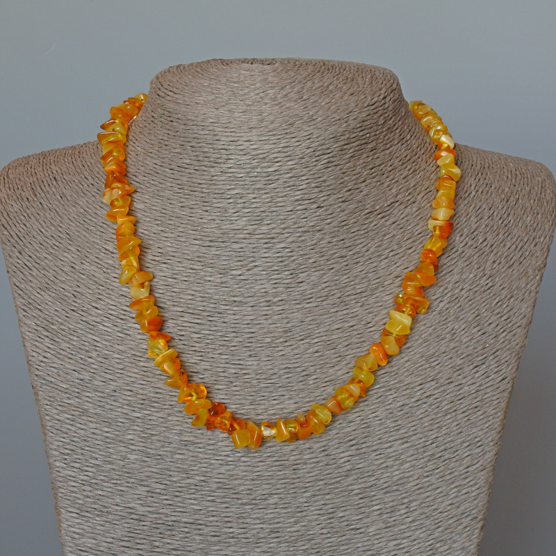Bernsteinstücke-Kette, Durchmesser 7 × 4 mm, Länge 45 cm+