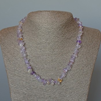 Amethyst-Kette aus Naturstein-Splittern, Durchmesser ca. 8×3 mm, Länge ca. 48 cm