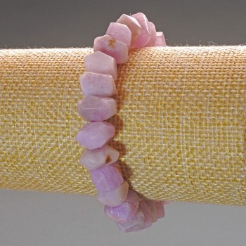 Armband aus Kunzit Naturstein, facettierte Rondell-Perlen, Durchmesser ca. 10×7 mm, Länge 18 cm (Elastikband)