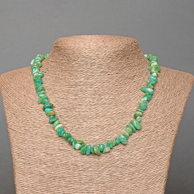 Kette aus Amazonit-Naturstein-Chips, Durchmesser 7×3 mm, Länge 46 cm