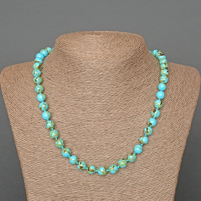 Kette aus Imperialjaspis blau gepresste glatte Kugeln, Durchmesser ca. 8,5 mm, Länge ca. 50 cm