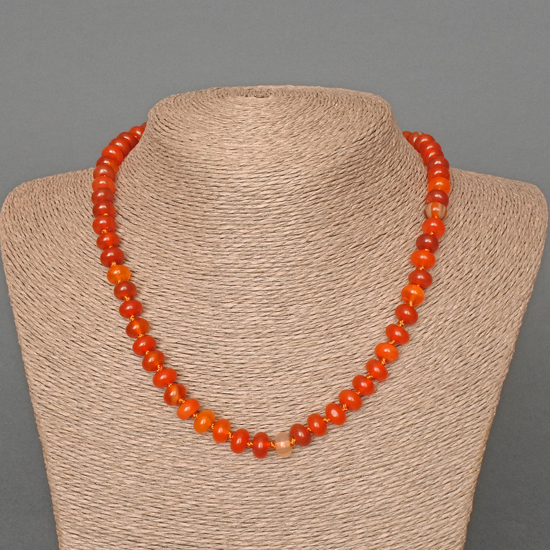 Kette aus natürlichem Karneol, glatte Rondellen, Durchmesser ca. 8×5 mm, Länge ca. 46 cm