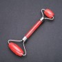 Two-sided tourmaline stone massager, 14.5 cm long, silver-colored metal