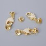Carabiner Clasp, 13.5×7 mm, length 2.5 cm, gold-tone metal, 1 pc