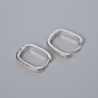 Congo ear wires with white crystals, silver-tone metal, 16x13x3 mm, pair