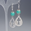 Green Variscite Earrings - Smooth Ball Beads, 10 mm Diameter, 19.5×31 mm, Length 63 mm, with Metal Inserts