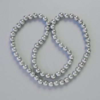 AAA-grade Hematite Beads — Smooth Round Beads, Silver Color, 6mm Diameter, 42 cm Length on Thread