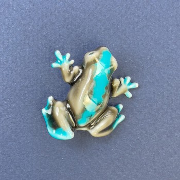 Brooch 'Toad' gray and blue silver-toned metal 27x30mm+