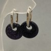 Earrings Aventurine 'Blue Sand - Cairo Night' Donut Bead, diameter 18mm±, length 30mm±