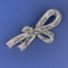 Sale! Bow-shaped brooch with iridescent rhinestones, dark-silver-toned metal, diameter 78×40 mm +
