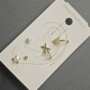 Stud Earrings and Ear Cuffs for the Earlobe in Gold-Tone Metal with White Crystals