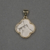 Shamrock pendant with kaholong inlay, 16×18×4 mm ± gold-tone metal