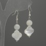 Earrings 'Mother-of-Pearl Clover' 12 mm ± clover element, 6 mm ± bead, length 38 mm ±
