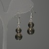 Smoky quartz faceted bead earrings, 8–10 mm, length 38 mm