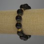 Garnet bracelet with smooth beads, 12 mm diameter, 18 cm length, stretch base with metal inserts