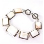 Clearance. Bracelet Mother-of-Ppearl smooth bezel rectangular stone 18×22+15×20mm, length 18-21cm