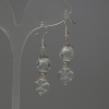 Rock Crystal Earrings — Faceted, 10x8 mm diameter, Shamrock pendant 10 mm, 44 mm length