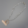 Phone charm with mountain crystal shard 4-8×2-5 mm + ring, 24 mm diameter, for ear hooks, length 40 cm (bead length 37 cm)