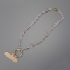 Phone charm with pink quartz chips 4–9×2–5 mm, ring, 24 mm diameter, length 40 cm (along beads)