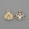 Sun Pendant with Crystals, Silver-Tone Metal, Diameter 15.5 x 15.5 mm, 5 mm thick, Pack of 2 pcs
