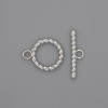 Toggle clasp hardware, ring 22×2.5 mm, 15 mm diameter, hole diameter 10 mm, silver-colored metal