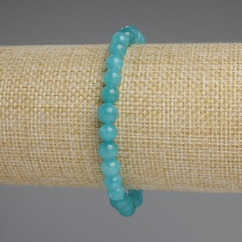 Aquamarine Bracelet Smooth Bead, 6mm diameter ±, length 18cm ± stretch
