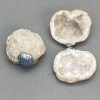 Souvenir Paired Geode with Rock Crystal on a Metal Band, Dimensions ~50×45×35 mm per piece