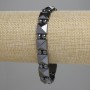 Hematite bracelet with faceted square links 10×10 mm ±, beads 4 mm ±, length 18 cm ±, stretch